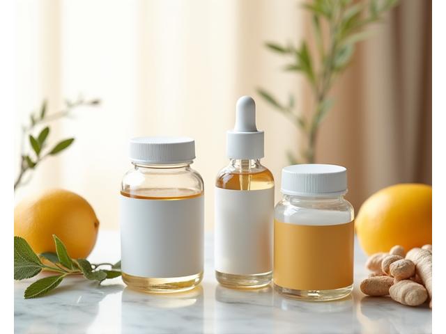 Assortment of premium, clean label vitamin bottles