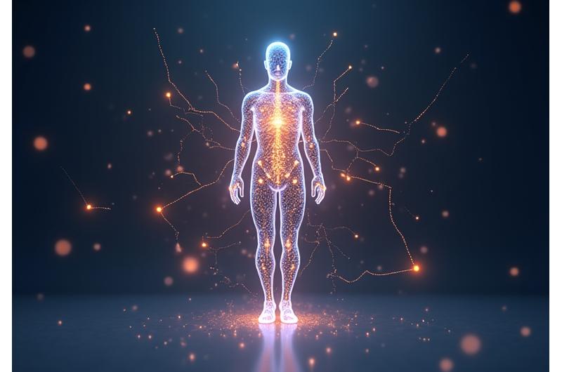 Artistic representation of artificial intelligence analyzing health data