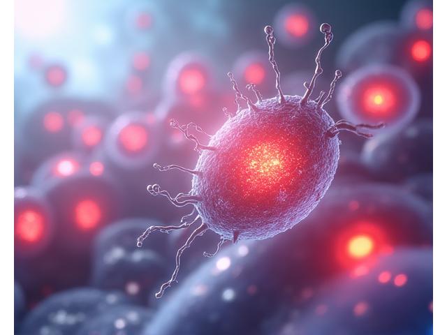 Microscopic view of healthy cells, representing cellular aging and mitochondrial health