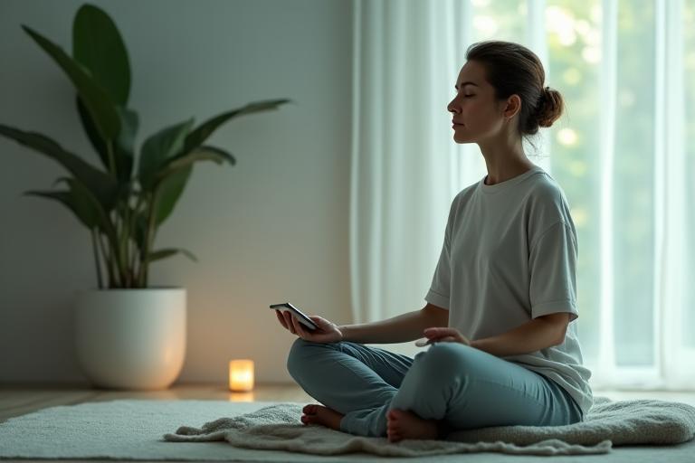 Woman practicing mindfulness for stress management